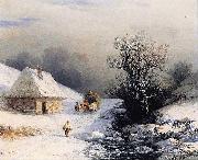 Ivan Aivazovsky Little Russian Ox Cart in Winter oil painting picture wholesale